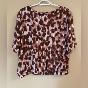 NWT Anthropologie Brown and Pink Abstract Blouse